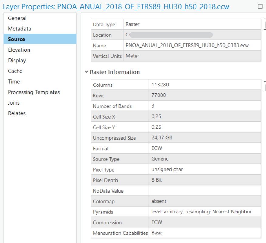 Propiedade de imagen en ArcGIS Pro